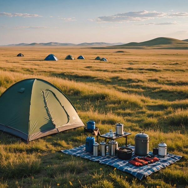 Quels sont les équipements recommandés pour un camping en région de steppes en été?